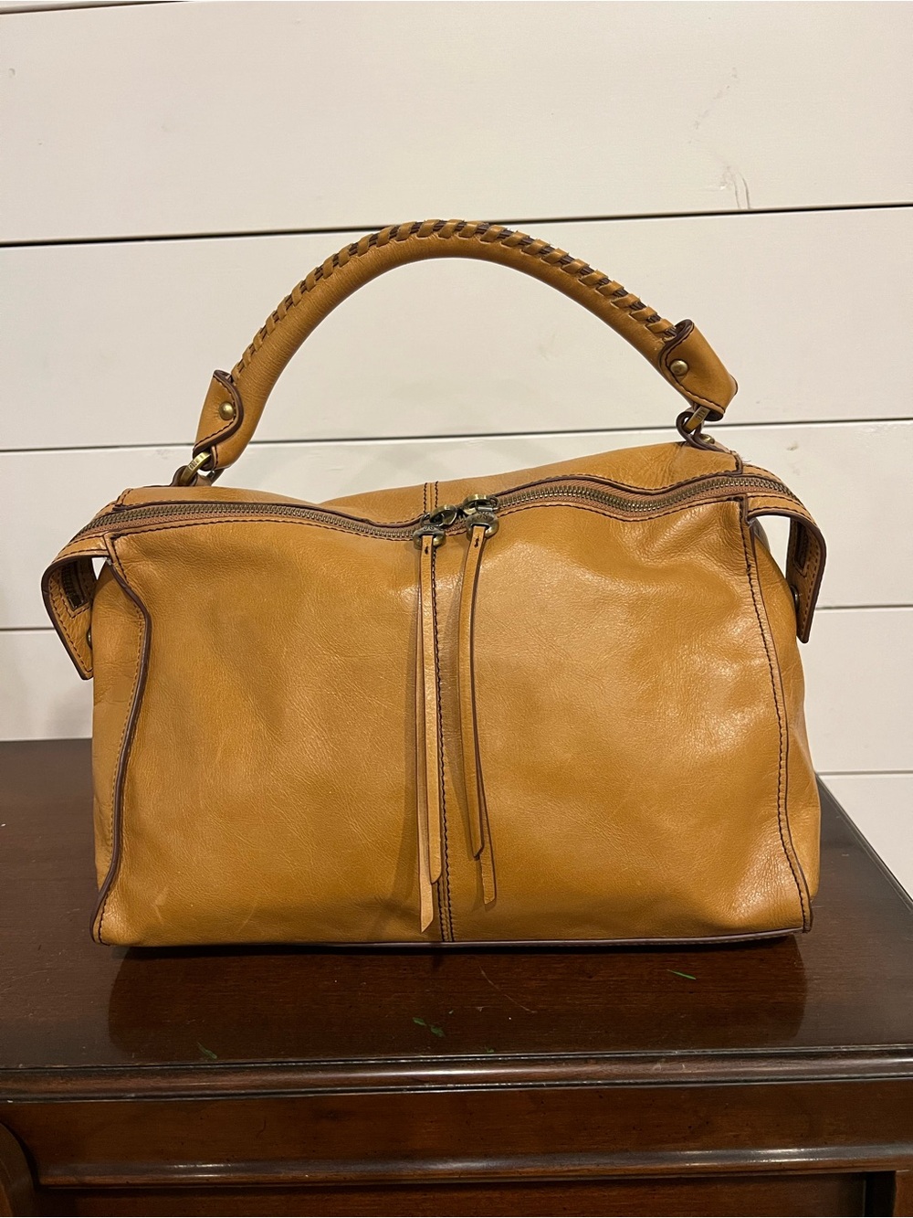 Genuine Leather Copula Satchel Bag By Hobo -Clean Interior Dual Tassel Zip Pulls